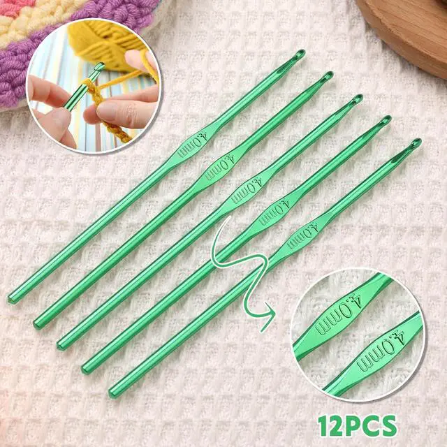 Alt view image 6 of 7 - UzecPk 12Pcs 4mm Aluminum Crochet Hooks Ergonomic Handle Crochet Needles | Metal Crochet Hook, Ergonomic Crochet Hook Bulk Crochet Needle for Crocheting Yarn Knitting Scarf Hat