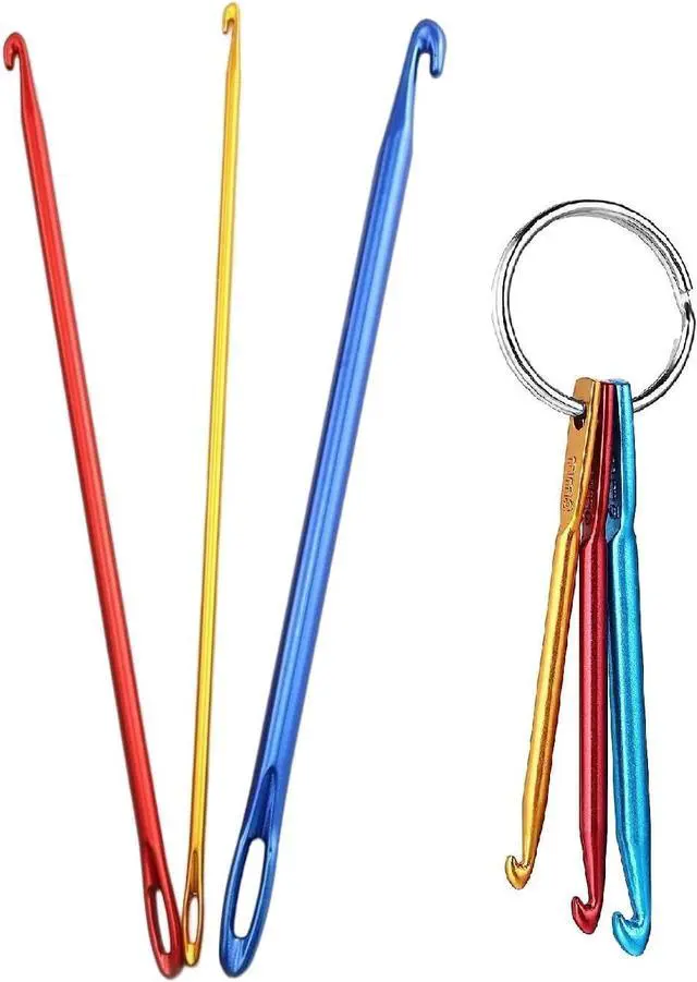 Main image of Zuoyou Mini Keychain Crochet Hook, Tunisian Afghan Crochet Knitting Needle | Aluminum Crochet Hook Kit with Eye