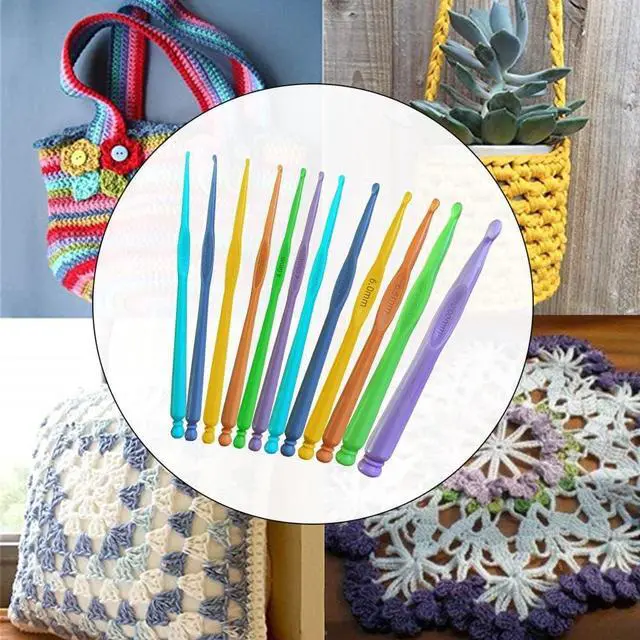 Alt view image 7 of 7 - Plastic Crochet Hooks 12 pcs Different Sizes (2.0mm - 10.0mm) Crochet Needles QLRFFLJOY Colorful Crochet Hook Set DIY Yarn Weaving Tools for Scarf Hat Gloves Knitting