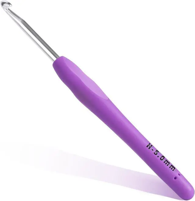 Main image of 5mm Crochet Hook, Ergonomic Soft Handle for Arthritic Beginners Knitting | Crochet Needles with Smooth aluminum tip, extra-long, non-slip grip. Great for blankets, yarn, left-handed. For all levels