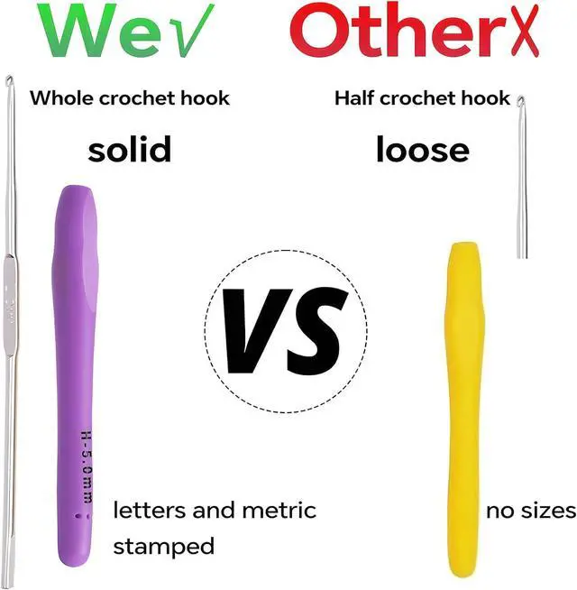 Alt view image 5 of 7 - 5mm Crochet Hook, Ergonomic Soft Handle for Arthritic Beginners Knitting | Crochet Needles with Smooth aluminum tip, extra-long, non-slip grip. Great for blankets, yarn, left-handed. For all levels