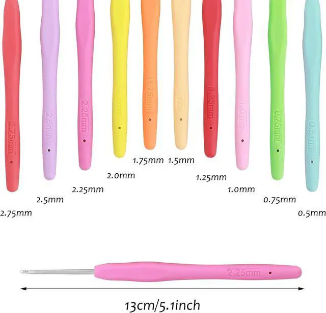 Alt view image 2 of 7 - 10 Pcs Small Size Crochet Hook Set Ergonomic Soft Handle Crochet Crochets for Arthritic Hands Lace Crochet Hooks Set Knitting Needles 0.5mm - 2.75mm