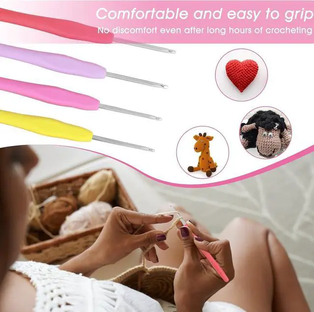 Alt view image 5 of 7 - 10 Pcs Small Size Crochet Hook Set Ergonomic Soft Handle Crochet Crochets for Arthritic Hands Lace Crochet Hooks Set Knitting Needles 0.5mm - 2.75mm