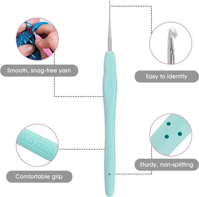 Alt view image 3 of 7 - 10 Pcs Small Size Crochet Hook Set Ergonomic Soft Handle Crochet Crochets for Arthritic Hands Lace Crochet Hooks Set Knitting Needles 0.5mm - 2.75mm