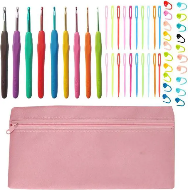 Main image of 50pcs Crochet Hook kit Ergonomic Soft Grip 9 Size Knitting Needles (2mm-6mm) with Stitch Markers Crochet Tool Perfect for Arthritic Hands Beginners