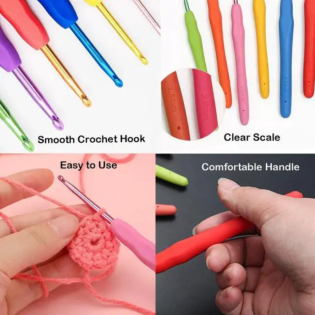 Alt view image 4 of 6 - 50pcs Crochet Hook kit Ergonomic Soft Grip 9 Size Knitting Needles (2mm-6mm) with Stitch Markers Crochet Tool Perfect for Arthritic Hands Beginners