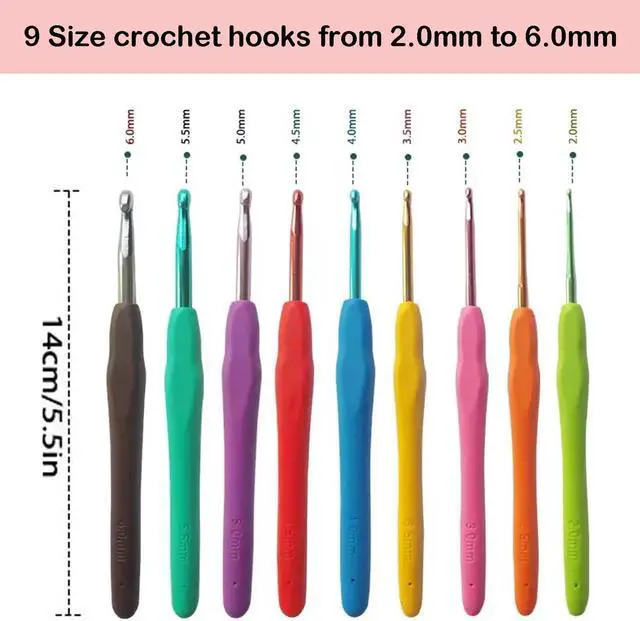 Alt view image 2 of 6 - 50pcs Crochet Hook kit Ergonomic Soft Grip 9 Size Knitting Needles (2mm-6mm) with Stitch Markers Crochet Tool Perfect for Arthritic Hands Beginners