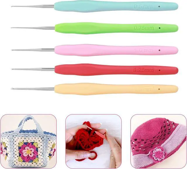 Alt view image 6 of 7 - 10 Pcs Small Size Crochet Hook Set Ergonomic Soft Handle Crochet Crochets for Arthritic Hands Lace Crochet Hooks Set Knitting Needles 0.5mm - 2.75mm