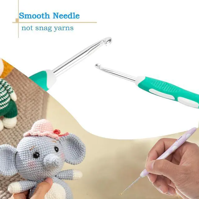 Alt view image 3 of 7 - Ryhiac 9 PCS Longer Ergonomic Crochet Hooks Set USA Standard Size B to J 2.0mm-6.0mm Soft Grip Handles Smooth Crochet Needles Knitting Needles for Arthritic Hands,Beginners(Set C)