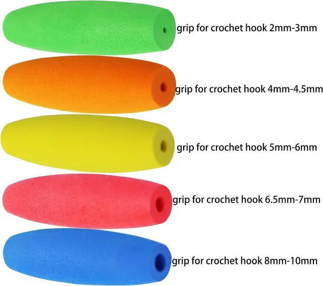 Alt view image 4 of 7 - MEYAGO 5PCS Crochet Hook Grips Set Ergonomic Crochet Hook Handle Multi-Size Ergonomic Crochet Hook Handle Attachment - Fits 2mm to 10mm Hooks