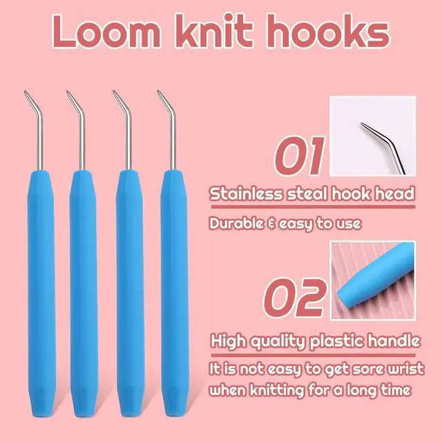 Alt view image 3 of 7 - Wonvoc 8 Pcs Blue Loom Hooks with 12 Pcs Colorful Plastic Sewing Needles | Loom Knit Hook Set, Crochet Needle Hook Kit for Knitting Looms & Boards