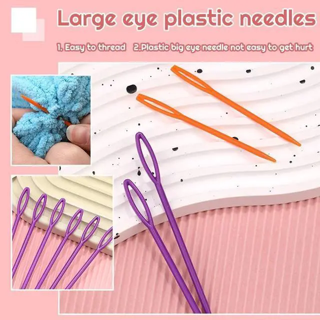 Alt view image 4 of 7 - Wonvoc 8 Pcs Blue Loom Hooks with 12 Pcs Colorful Plastic Sewing Needles | Loom Knit Hook Set, Crochet Needle Hook Kit for Knitting Looms & Boards