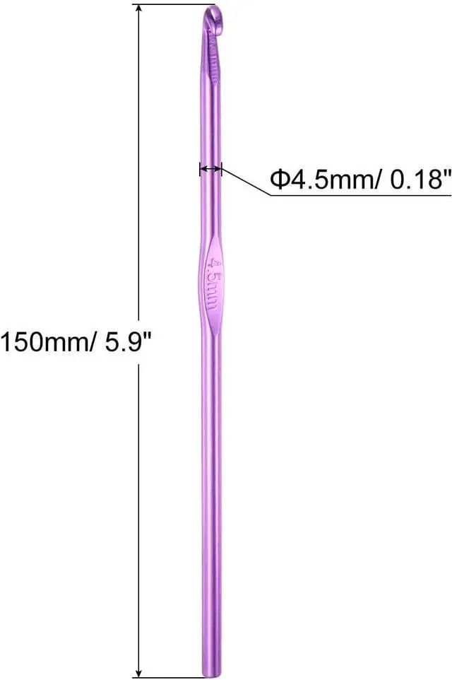 Alt view image 2 of 5 - uxcell 20Pcs Aluminum Crochet Hook 4.5mm US Size 7 Knitting Needles for DIY Craft Yarn Purple
