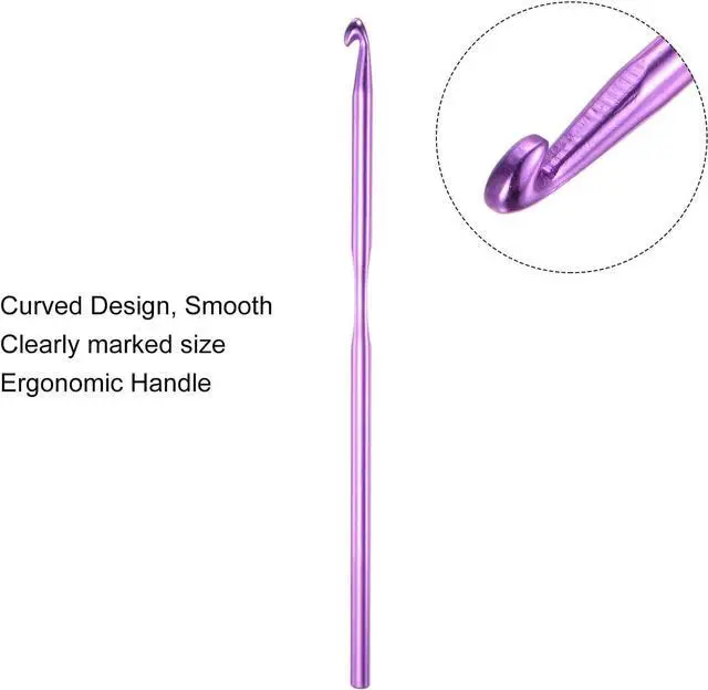 Alt view image 4 of 5 - uxcell 20Pcs Aluminum Crochet Hook 4.5mm US Size 7 Knitting Needles for DIY Craft Yarn Purple