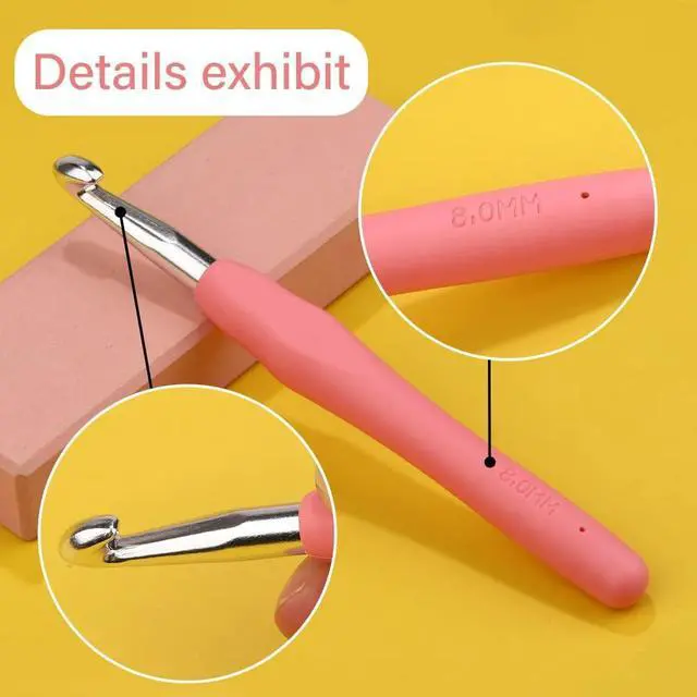 Alt view image 5 of 7 - QMNNMA 8 mm Crochet Hook, Ergonomic Crochet Hooks for Arthritic Hands | Crochet Needles for Yarn, Knitting Needles for Beginners, Left-handed People Crocheting Yarn, Good for Making Blankets