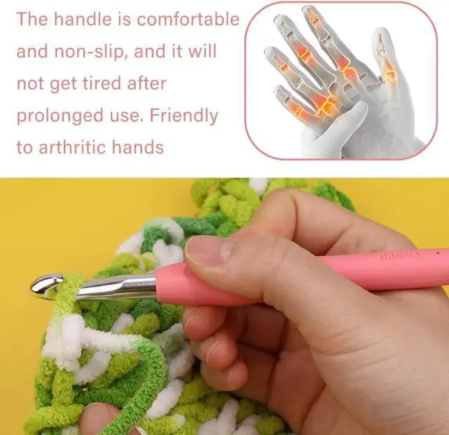 Alt view image 4 of 7 - QMNNMA 8 mm Crochet Hook, Ergonomic Crochet Hooks for Arthritic Hands | Crochet Needles for Yarn, Knitting Needles for Beginners, Left-handed People Crocheting Yarn, Good for Making Blankets