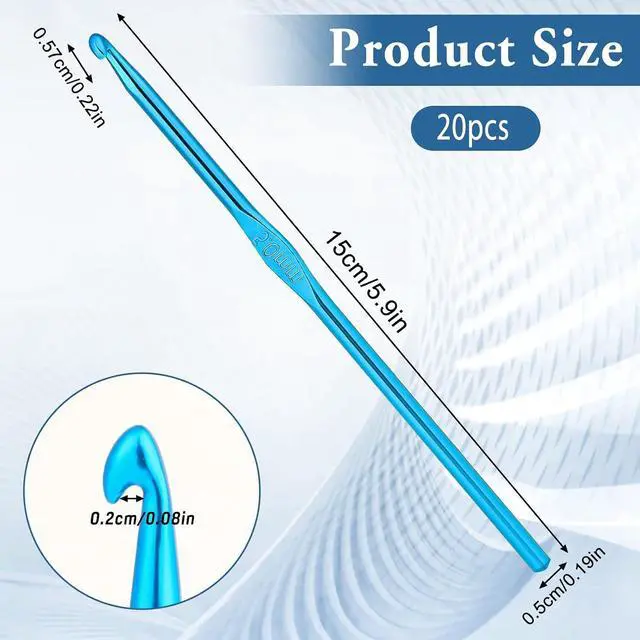 Alt view image 2 of 7 - Crochet Hooks, 20 Pcs 5mm Crochet Hook US Size H (Size 8) Aluminum Knitting Needles Crochet Supplies for DIY Yarn Crafts Beginners (Blue)
