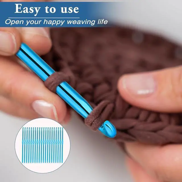 Alt view image 4 of 7 - Crochet Hooks, 20 Pcs 5mm Crochet Hook US Size H (Size 8) Aluminum Knitting Needles Crochet Supplies for DIY Yarn Crafts Beginners (Blue)