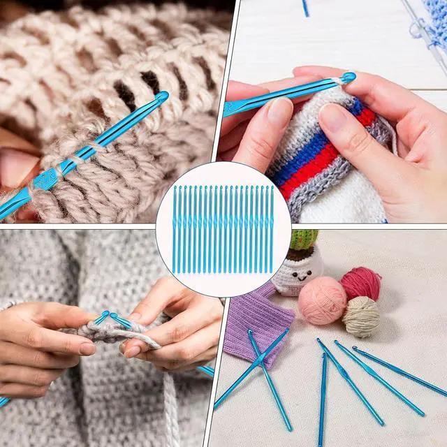 Alt view image 7 of 7 - Crochet Hooks, 20 Pcs 5mm Crochet Hook US Size H (Size 8) Aluminum Knitting Needles Crochet Supplies for DIY Yarn Crafts Beginners (Blue)