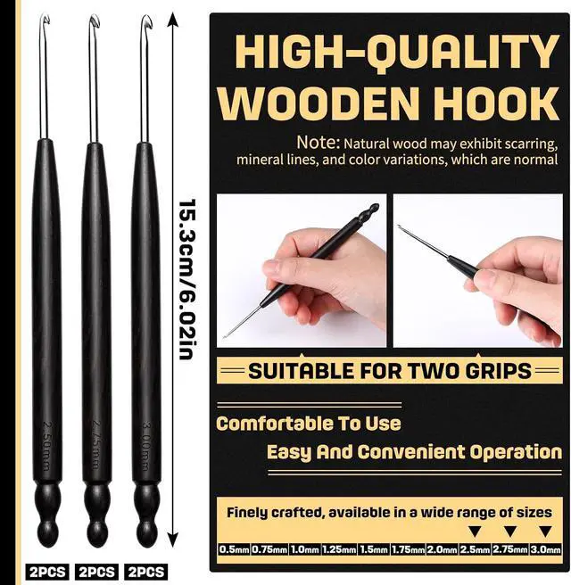 Alt view image 2 of 7 - Hssugi 6PCS 2.5mm 2.75mm 3.0mm Ergonomic Crochet Hooks for Arthritic Hands | Small Crochet Hooks for Arthritic Hands, Ergonomic Hook Crochet Needles for Beginners DIY, Experienced Lovers