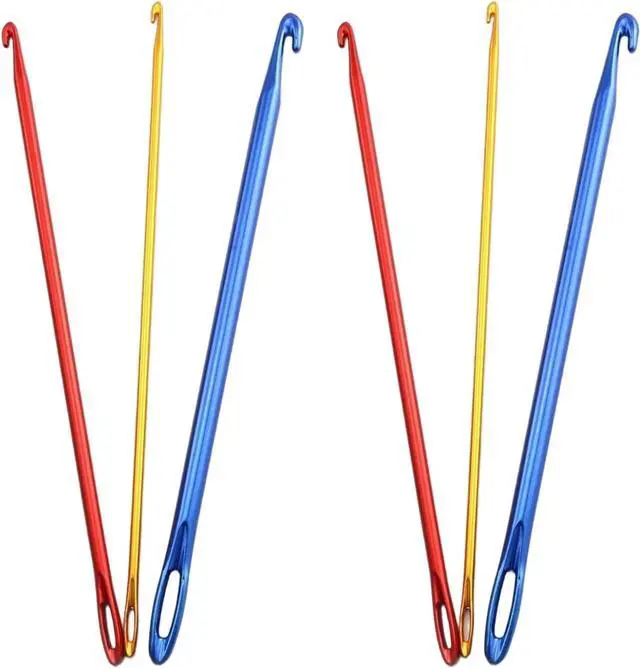 Main image of Zuoyou 6Pcs Aluminum Tunisian Afghan Crochet Hook DIY Knitting Needles Tool | Large-Eye Crochet Needles with Eye 2.75/4/6mm
