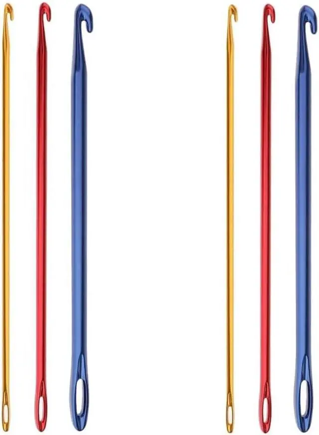 Alt view image 2 of 5 - Zuoyou 6Pcs Aluminum Tunisian Afghan Crochet Hook DIY Knitting Needles Tool | Large-Eye Crochet Needles with Eye 2.75/4/6mm