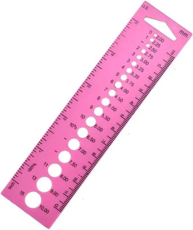 Main image of Pink Measure Ruler, Plastic Inch All in One Crochet Hook Craft for Knitting Needles Sewing Ruler Needle Gauge Sewing Tools Sewing Rulers