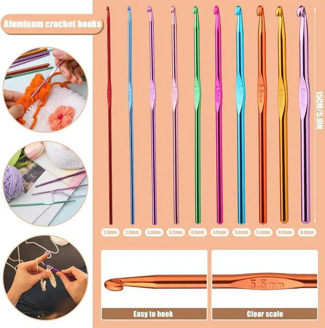 Alt view image 4 of 7 - UzecPk 96 Pcs Crochet Need Kit, Medal Crochet Hooks Crochet Hooks | Crochet Hooks Set with Storage Bag, Stitch Markers and Large-Eye Blunt Needles for Experienced Crochet Hook Lovers Green