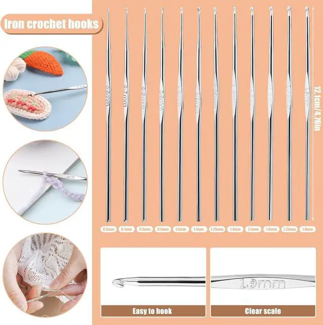 Alt view image 5 of 7 - UzecPk 96 Pcs Crochet Need Kit, Medal Crochet Hooks Crochet Hooks | Crochet Hooks Set with Storage Bag, Stitch Markers and Large-Eye Blunt Needles for Experienced Crochet Hook Lovers Green