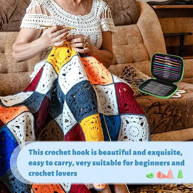 Alt view image 6 of 7 - UzecPk 96 Pcs Crochet Need Kit, Medal Crochet Hooks Crochet Hooks | Crochet Hooks Set with Storage Bag, Stitch Markers and Large-Eye Blunt Needles for Experienced Crochet Hook Lovers Green