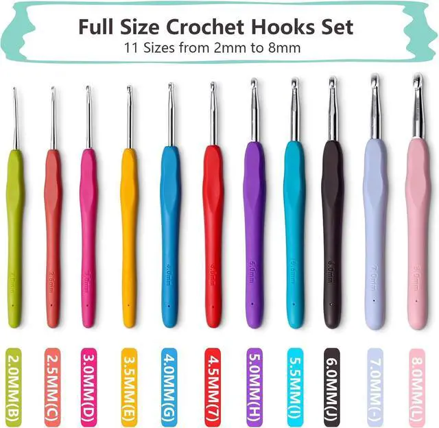 Alt view image 2 of 7 - 31pcs Crochet Hooks Set with Soft Handle and Case, 2mm(B) to 8mm(L)