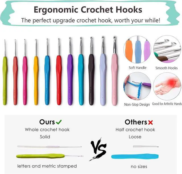 Alt view image 3 of 7 - 31pcs Crochet Hooks Set with Soft Handle and Case, 2mm(B) to 8mm(L)
