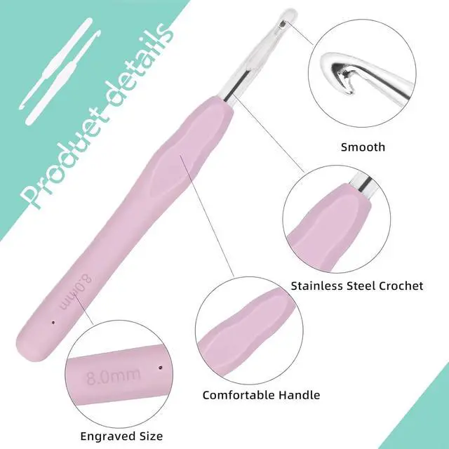 Alt view image 4 of 7 - 31pcs Crochet Hooks Set with Soft Handle and Case, 2mm(B) to 8mm(L)