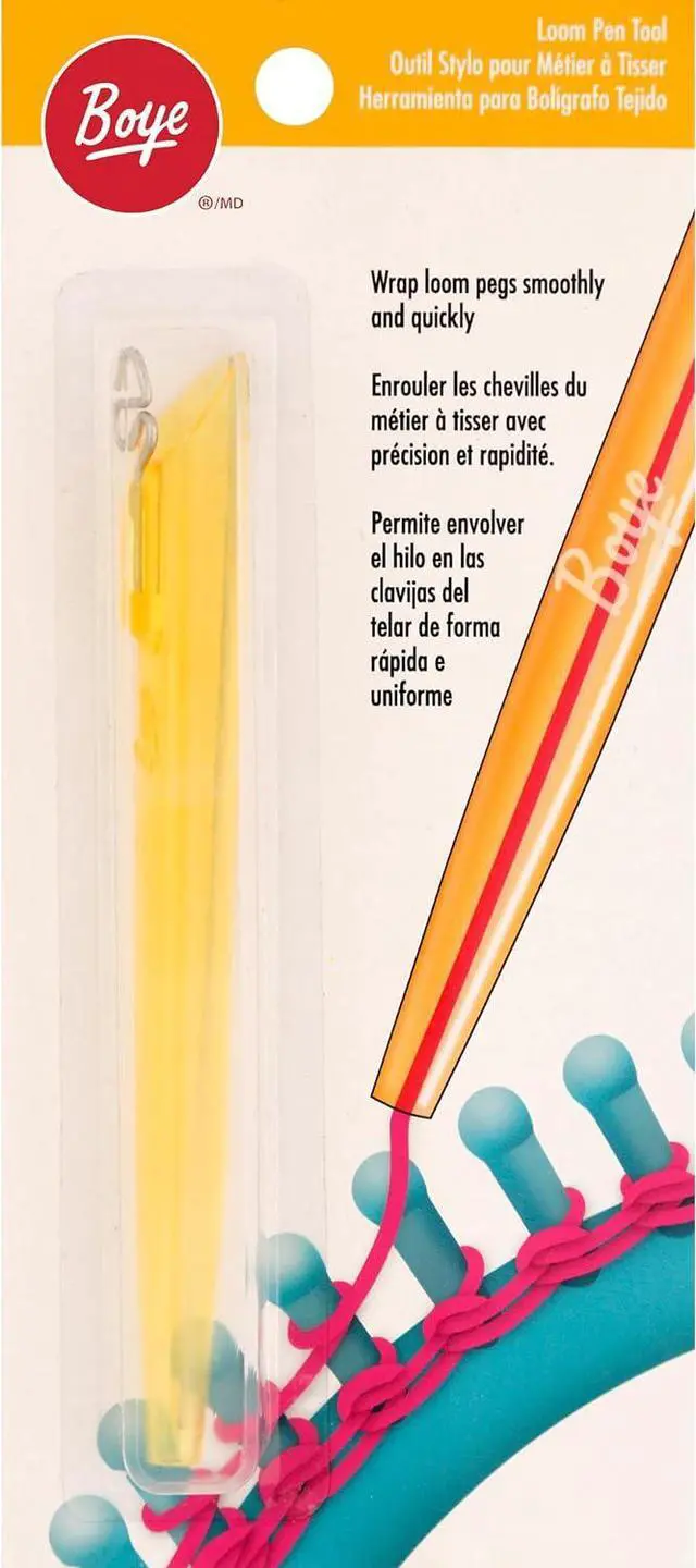 Main image of Boye Loom Pen Threading Tool | Wrap Loom Pegs Smoothly & Quickly, Yarn Threader Stored Inside