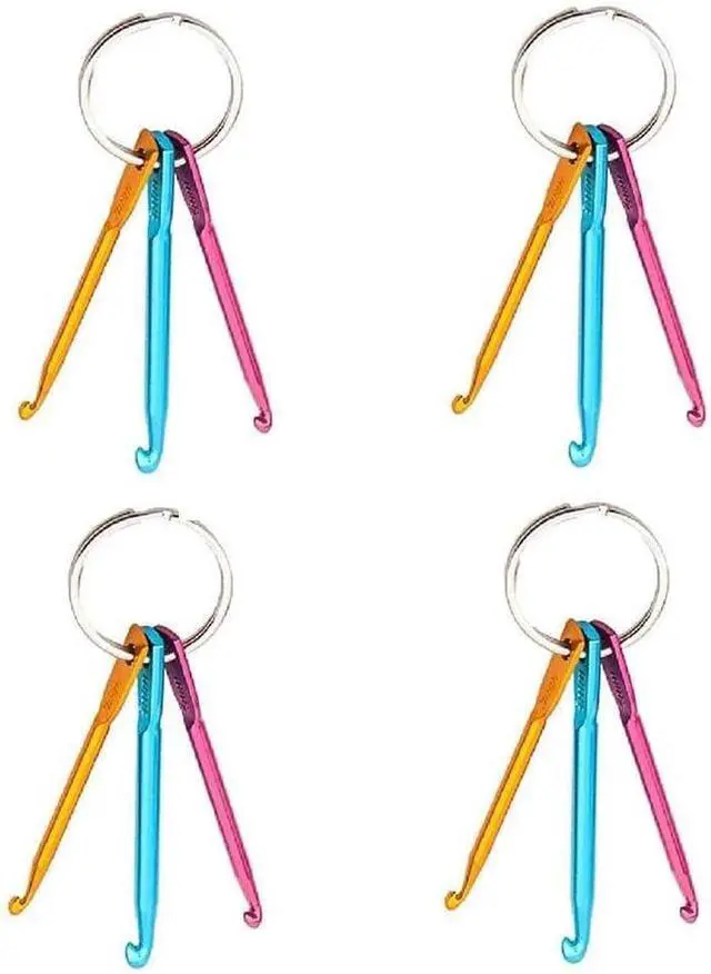 Alt view image 2 of 7 - Zuoyou 4 Sets Mini Keychain Aluminum Crochet Hooks Knitting Needles | 3 Sizes/Set (3mm,4mm,5mm) Suitable for Yarn Knitting Beginners