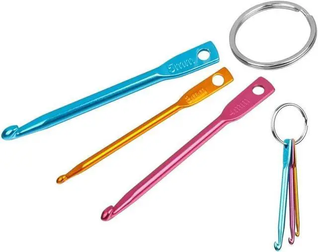 Alt view image 3 of 7 - Zuoyou 4 Sets Mini Keychain Aluminum Crochet Hooks Knitting Needles | 3 Sizes/Set (3mm,4mm,5mm) Suitable for Yarn Knitting Beginners