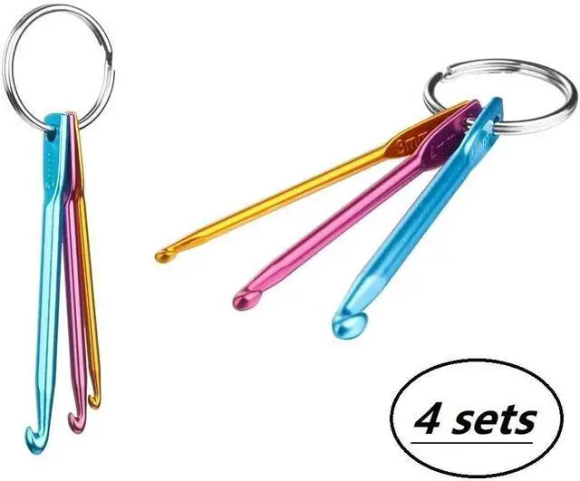 Alt view image 4 of 7 - Zuoyou 4 Sets Mini Keychain Aluminum Crochet Hooks Knitting Needles | 3 Sizes/Set (3mm,4mm,5mm) Suitable for Yarn Knitting Beginners