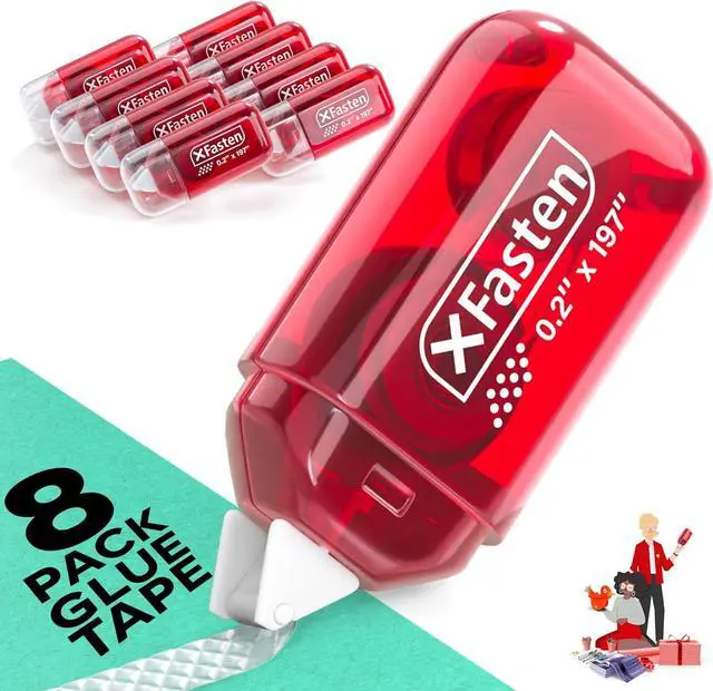 Main image of Mini Japan Dots Adhesive Roller .20-Inx197-In (985 Total) 8-Pack, Red Scrapbook Adhesive Tape Glue Roller Runner, Photo Tape for Scrapbooking-XFasten