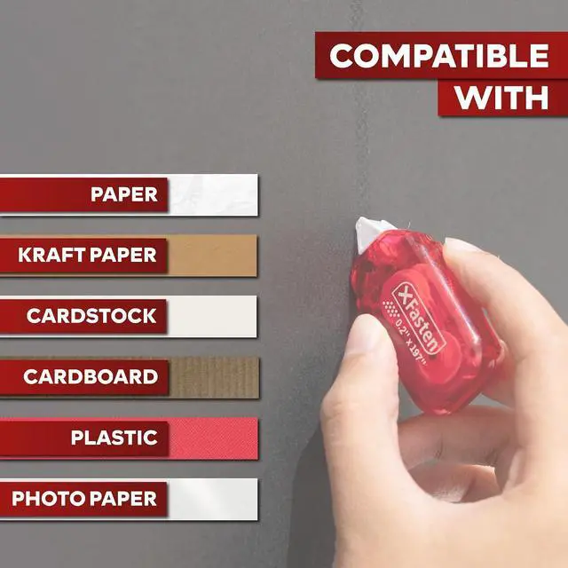 Alt view image 4 of 7 - Mini Japan Dots Adhesive Roller .20-Inx197-In (985 Total) 8-Pack, Red Scrapbook Adhesive Tape Glue Roller Runner, Photo Tape for Scrapbooking-XFasten
