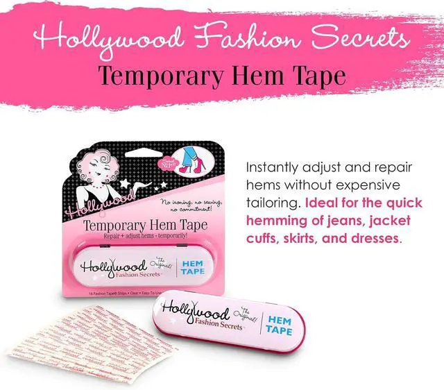 Alt view image 3 of 6 - Hollywood Fashion Secrets Hem Tape, Garment Tape Fabric to Fabric,18 Strips | Double Sided Hemming Tape, Fashion Tape for Hemming, Tailor Clothes on the go with Hollywood Adhesive Tape for Clothing