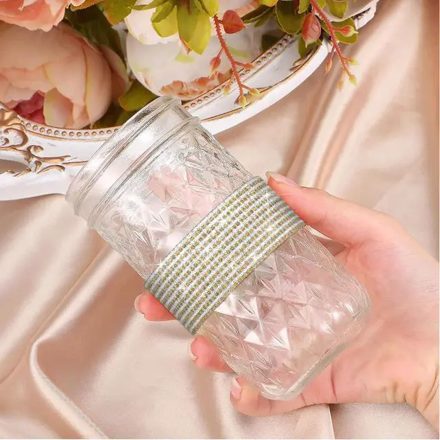 Alt view image 5 of 7 - 4 Rolls Rhinestone Tape Self Adhesive Crystal Ribbon Diamond Bling Strips with 2 mm Glitter Sticker for Arts Crafts Wedding Birthday Party DIY Event Car Phone Decoration (Silver+Gold)