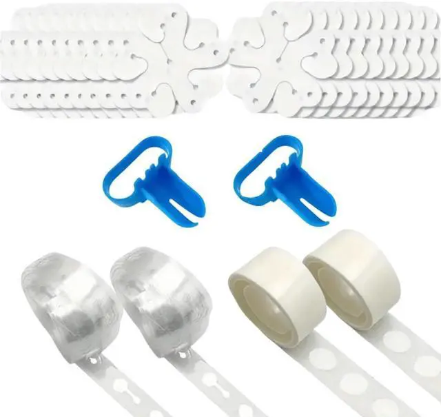 Main image of PayPie 20 Pcs Balloon Flower Arch Clips, 32Ft Balloon Tape Strip, 200 Pcs Glue Point Dots Tape, 2 Pcs Tying Tool, Unisex, White, Balloon Arch Kit for Birthday Parties