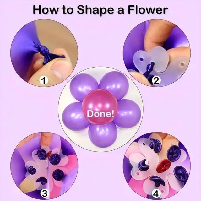 Alt view image 6 of 7 - PayPie 20 Pcs Balloon Flower Arch Clips, 32Ft Balloon Tape Strip, 200 Pcs Glue Point Dots Tape, 2 Pcs Tying Tool, Unisex, White, Balloon Arch Kit for Birthday Parties