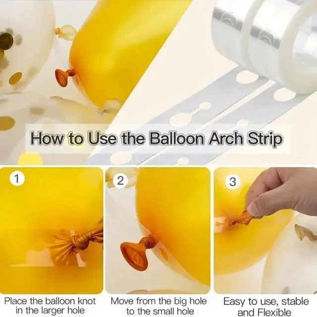 Alt view image 7 of 7 - PayPie 20 Pcs Balloon Flower Arch Clips, 32Ft Balloon Tape Strip, 200 Pcs Glue Point Dots Tape, 2 Pcs Tying Tool, Unisex, White, Balloon Arch Kit for Birthday Parties