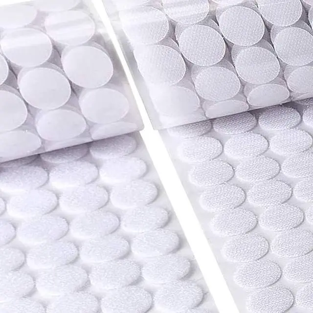 Main image of Self Adhesive Dots, 1000Pcs(500 Pair Sets) 0.59 Inch Diameter Strong Self Adhesive Dots for Classroom Nylon Sticky Back Hook Loop Strips, Small Circle Dots Stickers Tapes, White