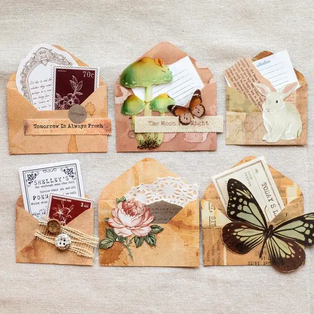 Alt view image 5 of 7 - 92 Pieces Mini Stationery Paper Envelopes and Sealing Sticker Set | 60 Vintage Writing Scrapbook Papers with 16 Matching Envelopes and 16 Round Seal Sticker