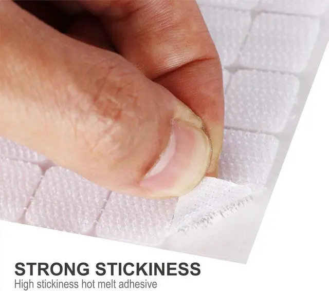 Alt view image 3 of 7 - Self Adhesive Dots,0.59 Inch Diameter 400pcs(200Pairs) Strong Sticky Hook Tapes, Square Adhesive Back Loop Nylon Strips with Waterproof Glue Fastener,Perfect for School,Office,DIY-White