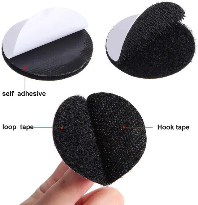 Alt view image 3 of 7 - WILLBOND 24 Pairs 2 Inch Referee Patch Hook and Loop Dots Black Self Sticky Adhesive Dots Round Double Sided Hook and Loop Fasteners Nylon Sticky Tape for Home Office DIY Wall Carpet Gripper Tool
