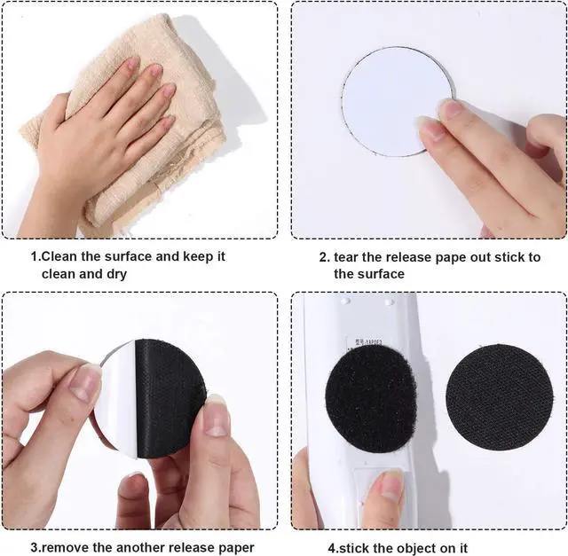 Alt view image 6 of 7 - WILLBOND 24 Pairs 2 Inch Referee Patch Hook and Loop Dots Black Self Sticky Adhesive Dots Round Double Sided Hook and Loop Fasteners Nylon Sticky Tape for Home Office DIY Wall Carpet Gripper Tool