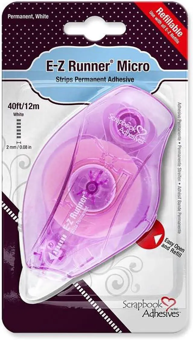 Main image of Scrapbook Adhesives by 3L double Sided E-Z Runner Micro Strips Adhesive Dispenser, 42-feet, Purple